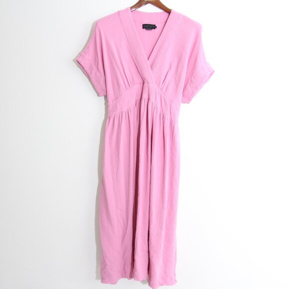 Hatch Maternity The Carolina Dress Orchid Pink Tie Waist Gauze Cotton Midi XL - Picture 4 of 14